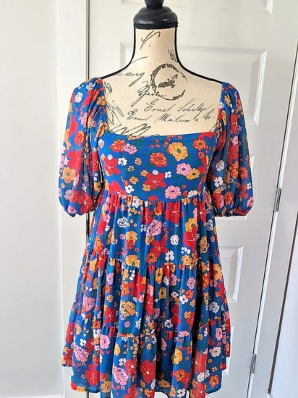 Flying Tomato Floral Mini Dress in Blue & Red Size Small
